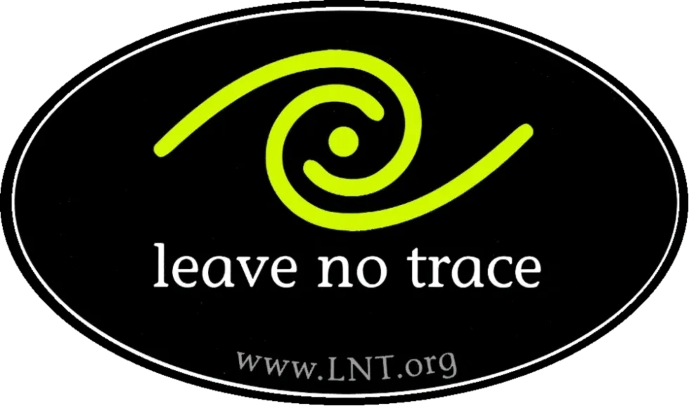 A sticker that says leave no trace.