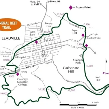 A map of the trail with various locations marked.