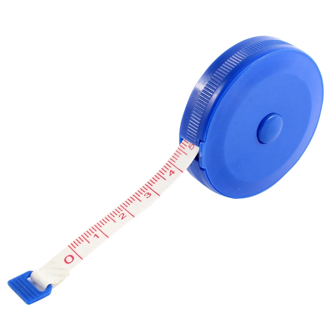 Blue retractable tape measure.