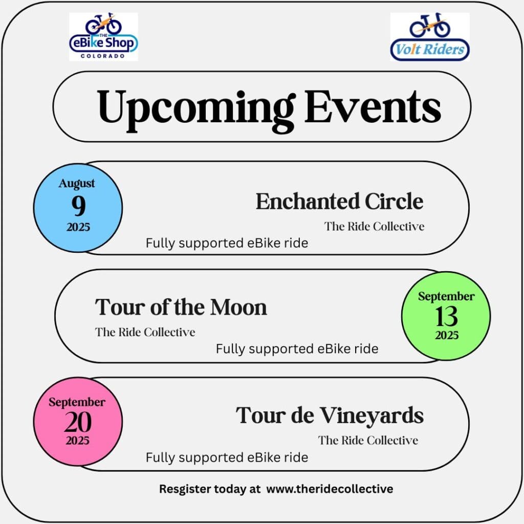 681b9bce5761e_Ride Collective Upcoming Events Upcoming eBike events with dates listed.