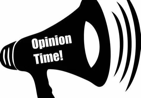 A black and white picture of an opinion time sign