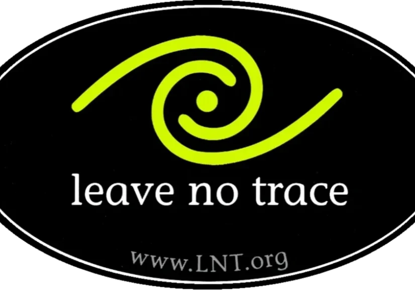 A sticker that says leave no trace.